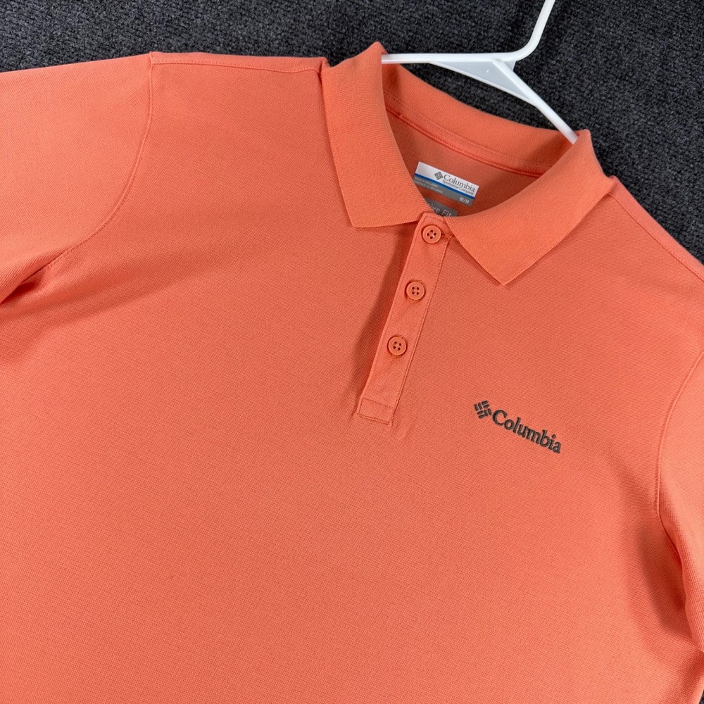 Columbia Polo Shirt Mens M Medium Orange Active Fit Short‎ Sleeve Golf Pique